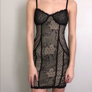 lacy black and tan sexy bodycon dress from bebe